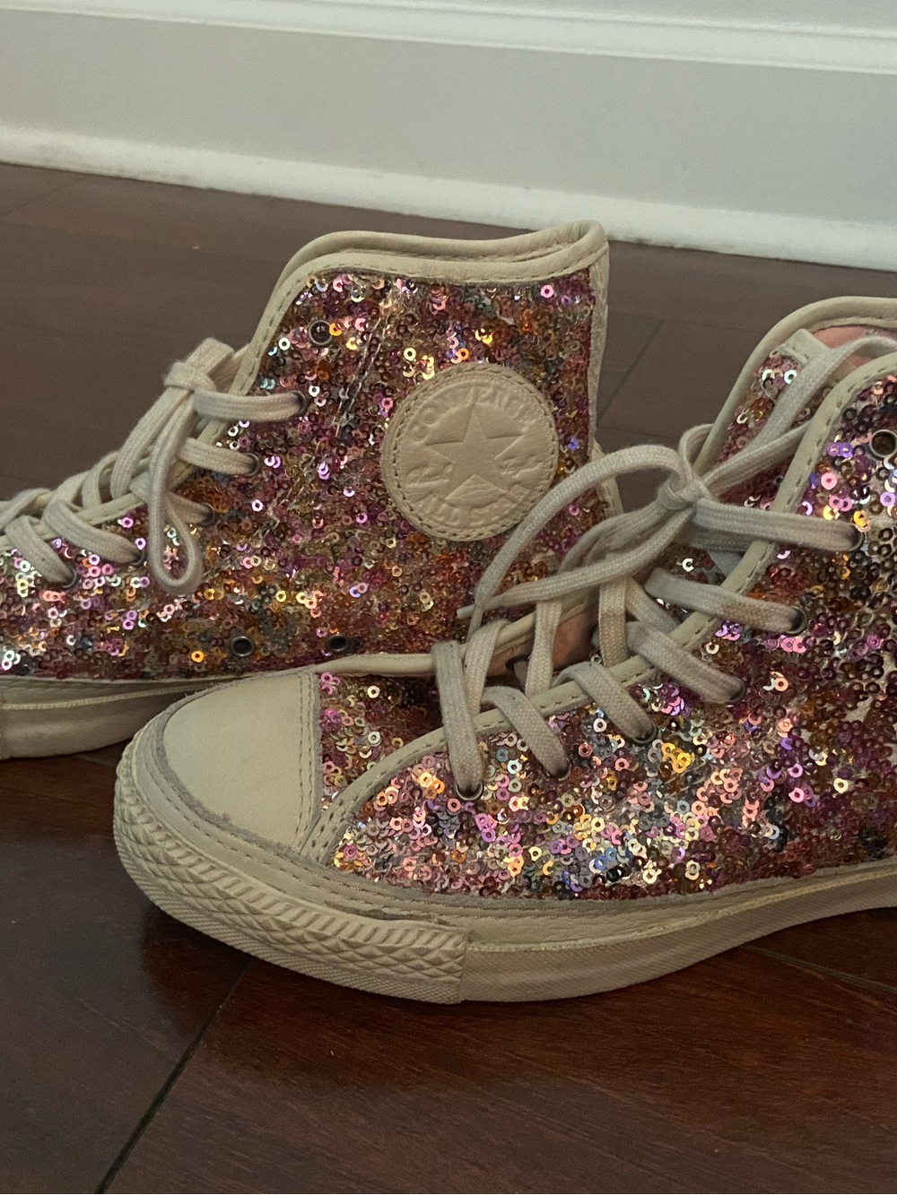Converse High-Top Sequin Sneakers - Pink/Gold Sparkle